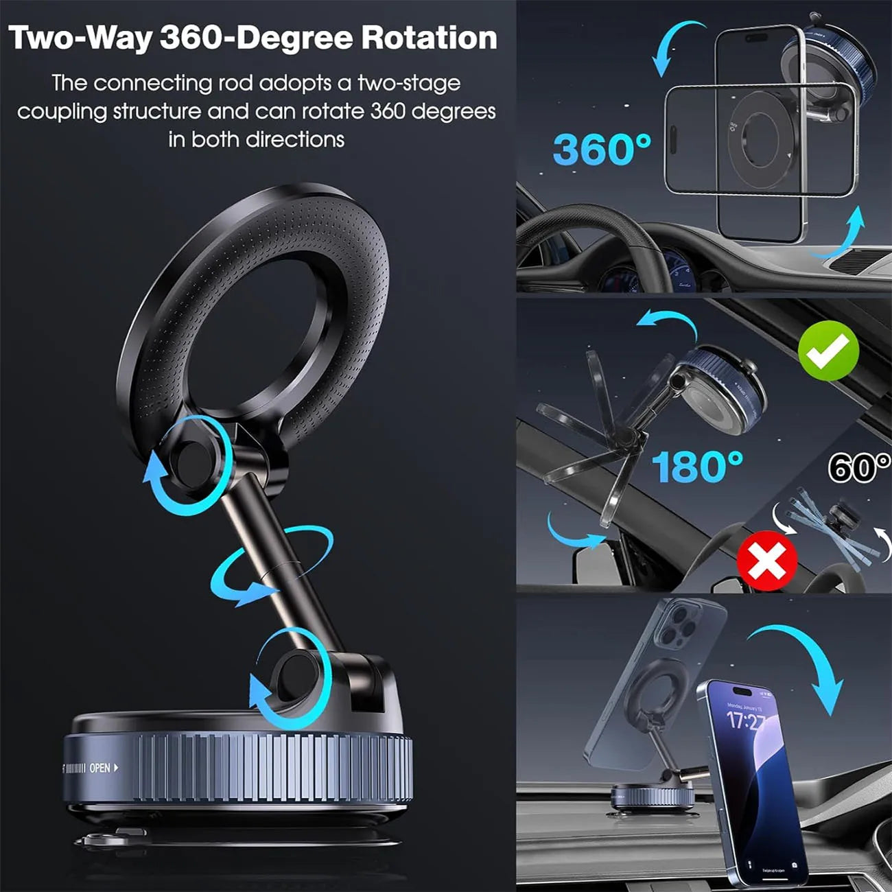 Car Phone Holder - Magsafe 360° Adjustable