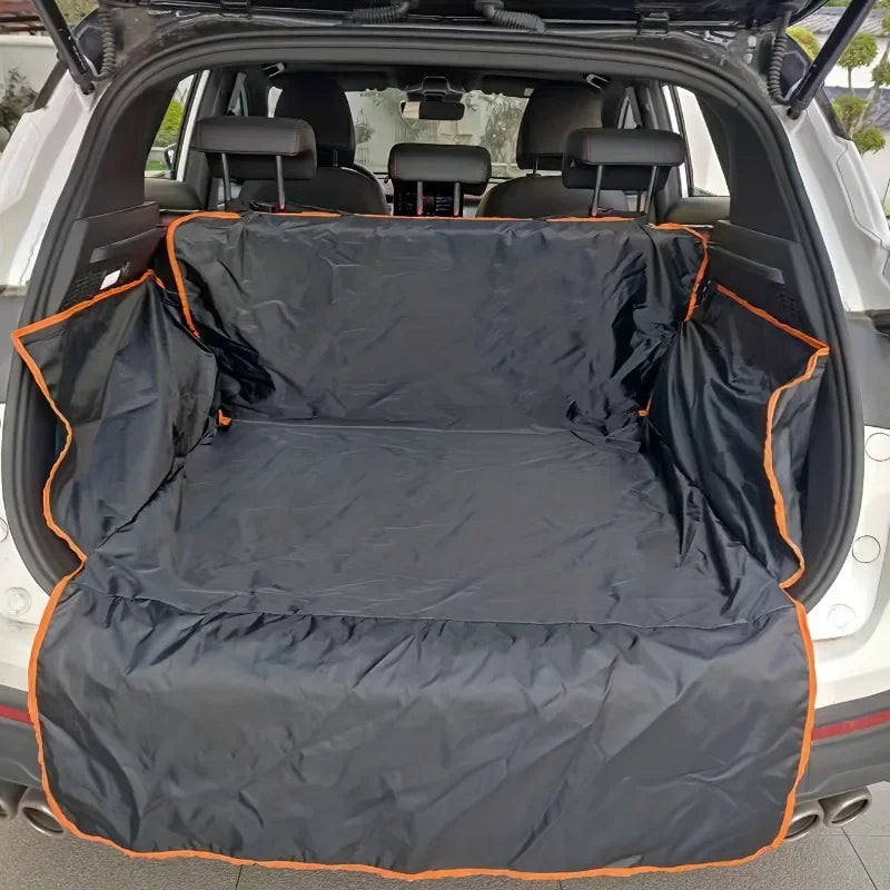 Car trunk/boot with a black pet cover and orange trim
Car boot cover. Pet cover Dog Cover
Boot protector