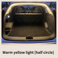 Car trunk with warm yellow light strip at the top