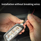 Person installing a LED light bar without breaking wires, with text 'Installation without breaking wires' above.